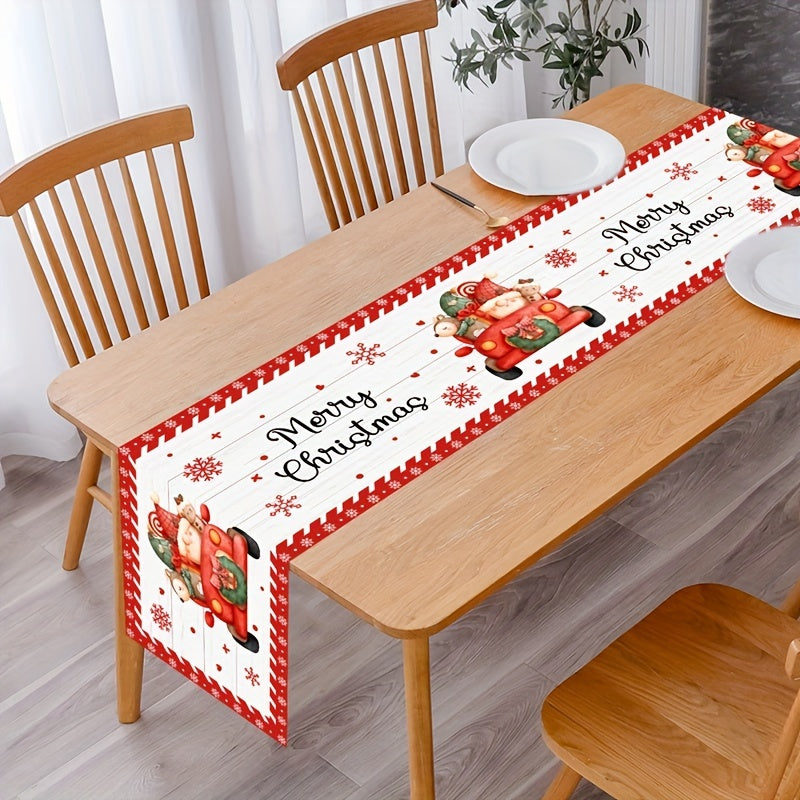 1PC Polyester Table Runner: Festive Christmas Snowman Design, Merry Christmas Decoration for Home, Xmas Ornament Tablecloth, Navidad Natal Noel New Year Gifts, 180x35cm (70.87x13.78inch)