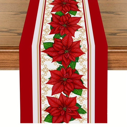 1PC Polyester Table Runner: Festive Christmas Snowman Design, Merry Christmas Decoration for Home, Xmas Ornament Tablecloth, Navidad Natal Noel New Year Gifts, 180x35cm (70.87x13.78inch)
